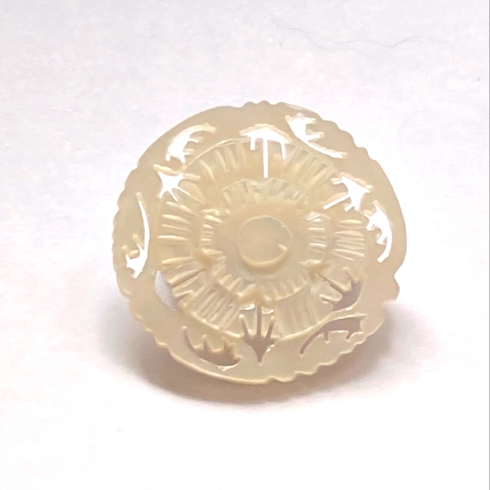 Elegant Mother of Pearl Carved Vintage Brooch.